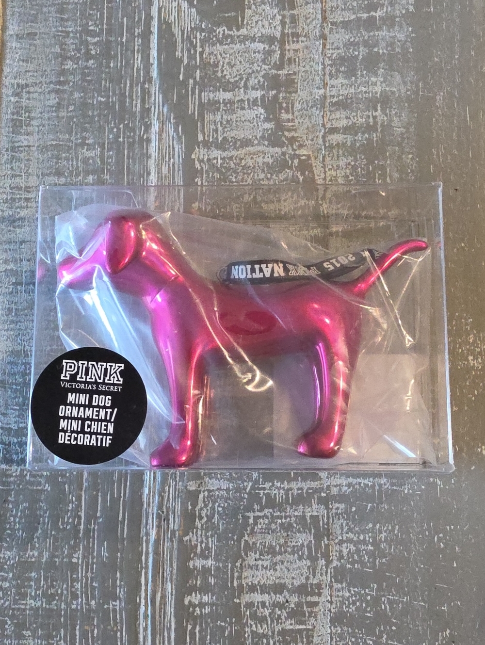Victoria's Secret PINK Limited Edition 2015 Mini Dog Christmas Holiday Ornament
